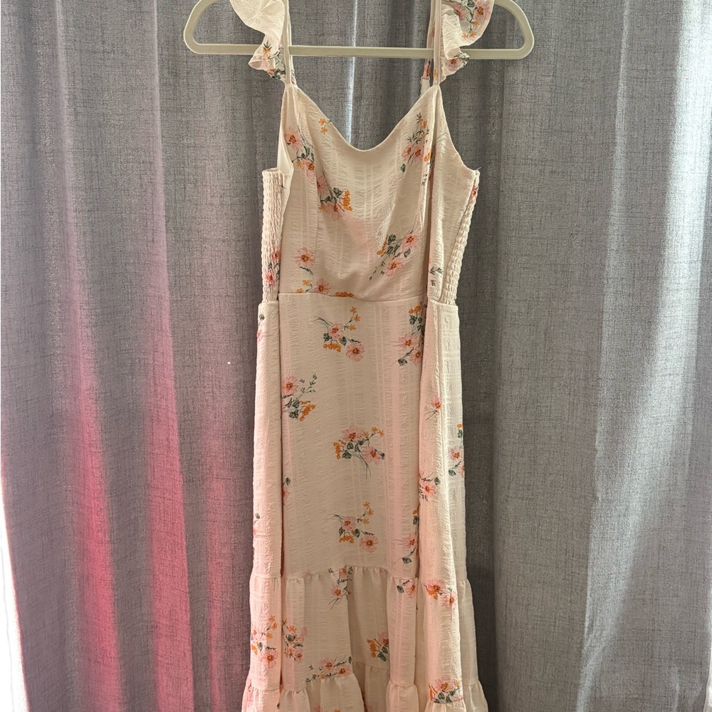 Pink Lily Cream Floral Maxi Dress